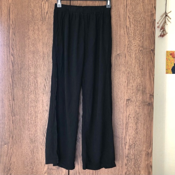 NastyGal Black Eco Vero Viscose Crinkle Split Leg Cover Up Pants - Picture 5 of 5